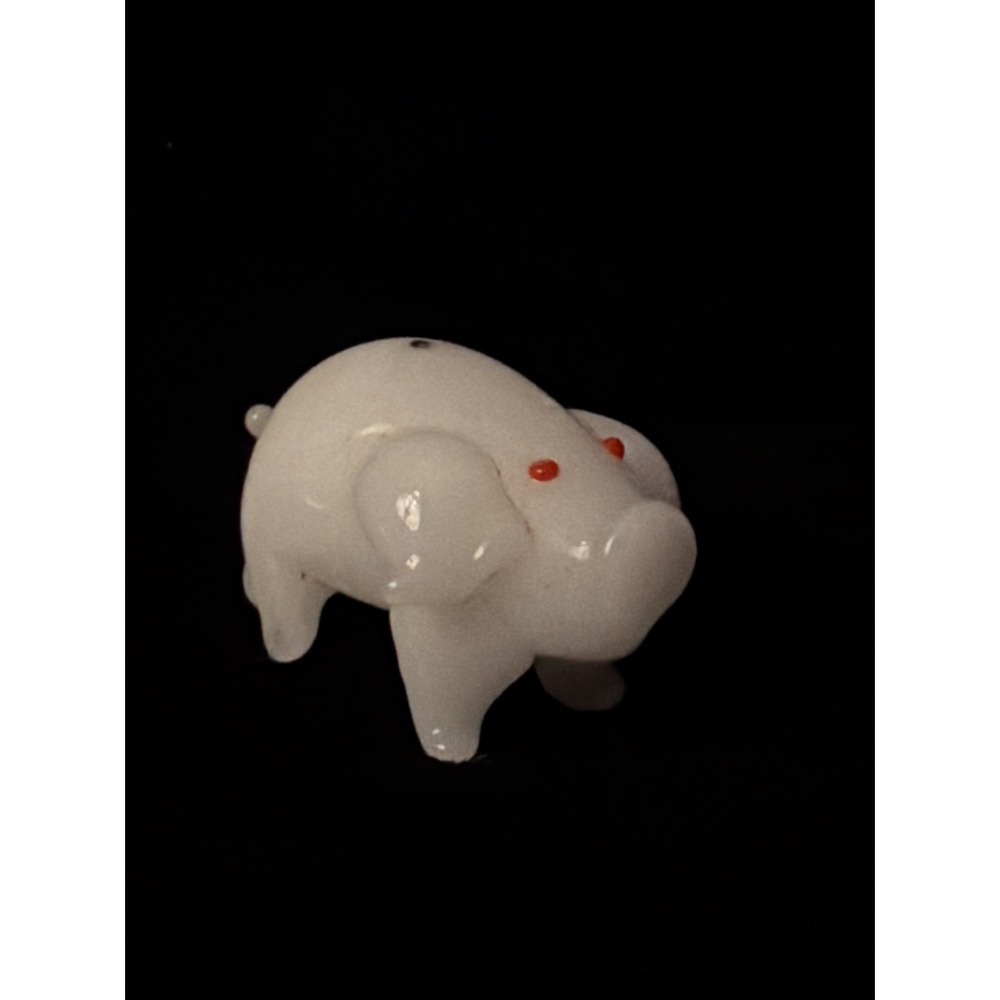 Chinese white glass vintage Art Deco oriental antique pig figurine ornament B